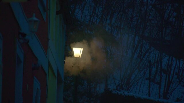 lantern at night with fog