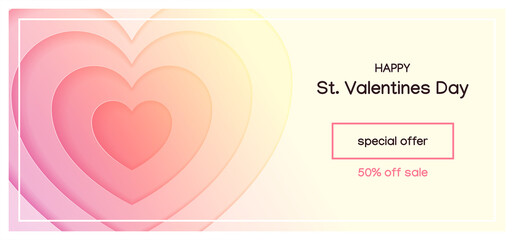 St. Valentine's day template. Beautiful St. Valentine's day background decorated with shining hearts. Vector 10 EPS.
