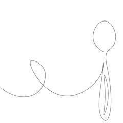 Spoon on white background line drawing, vector illustration