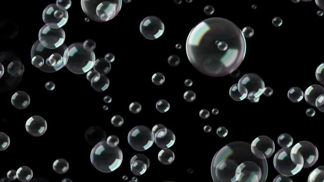 シャボン玉　水中　黒背景　ループ