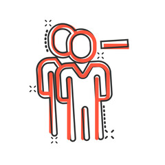 People with minus icon in comic style. Staff cartoon vector collection illustration on white isolated background. Human splash effect business concept.