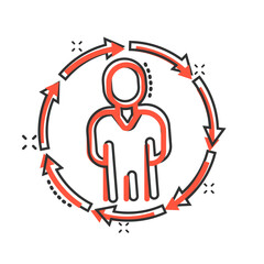 People referral icon in comic style. Business communication cartoon vector illustration on white background. Reference teamwork splash effect business concept.