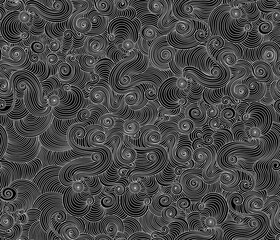Beautiful abstract vector seamless background with handwritten wavy curling linear ornament	

