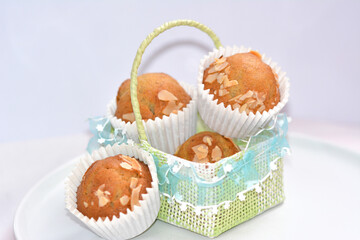 cupcakes with almondceam food bakery baget isolated