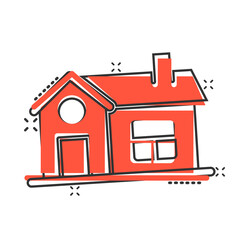 Building icon in comic style. Home cartoon vector illustration on white isolated background. House splash effect business concept.