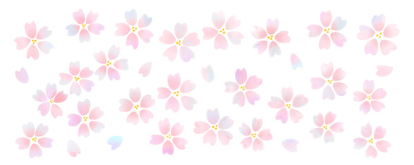 パステルカラーの水彩風桜　バナー　横

