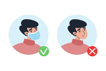 A man in a mask and without a mask, no entry without a mask