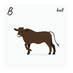 Cartoon bull - cute character for children. Vector illustration in cartoon style.