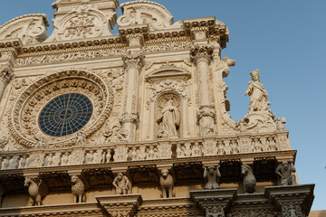 Exterior of the Church of the Holy Cross in Lecce, Apulia, Italy - Europe