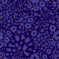 Fototapeta premium Cute floral seamless pattern with spring flower. Vintage flowers illustration. Template for fashion prints.