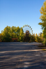 Moments footage of the apocalypse disaster after the explosion of the Chernobyl nuclear power plant the ruined city of Pripyat launched
Ferris wheel in an amusement park after the Chernobyl disaster, 