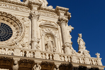 Fototapeta na wymiar Exterior of the Church of the Holy Cross in Lecce, Apulia, Italy - Europe
