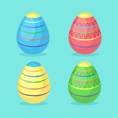 Colorful decorated easter eggs. Spring holiday. Happy easter. Vector illustration