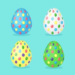Colorful decorated easter dotted eggs. Spring holiday. Happy easter. Vector illustration