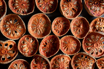 Dried quince background Dried fruit pulp, healthy