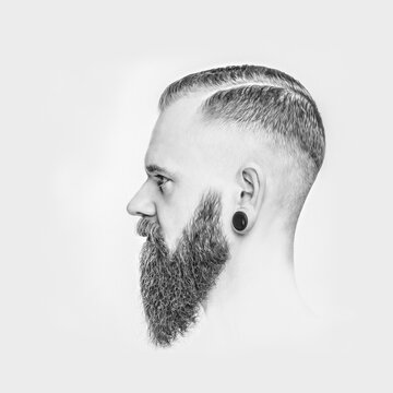 Profil Barbershop Mann mit Bart 