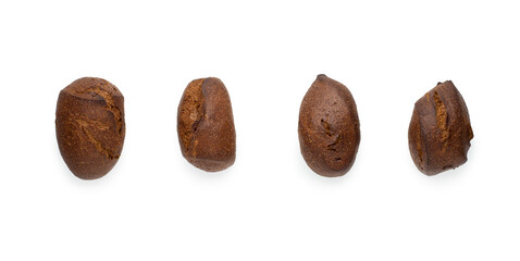 dark rye buns isolated on a white background