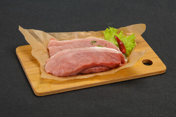 Juicy raw pork steak meat