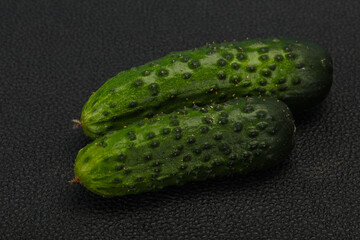 Ripe fresh green two cucumbers