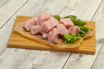 Raw fresh pork meat cube