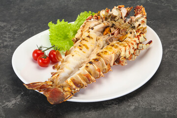 Grilled crayfish in the plate