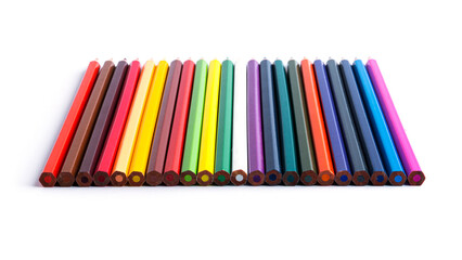 Colorful pencils are isolated on a white background.