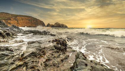 Great views of the California coastline along State Road 1, mountains and ocean views. Beautiful views concept