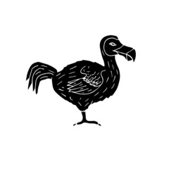 Vector hand drawn doodle sketch black dodo bird isolated on white background