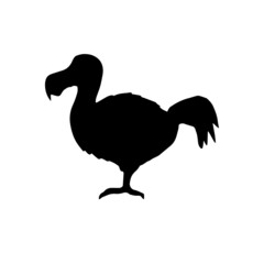 Vector hand drawn dodo bird silhouette isolated on white background