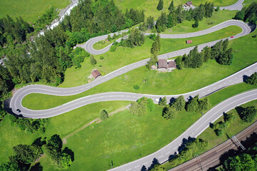 Twisting mountain road, Kandersteg, Switzerland