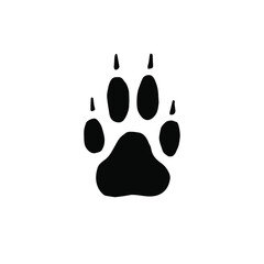 Vector hand drawn wolf dog paw foot print isolated on white background
