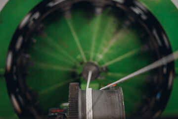 Steel wire, aluminum on reels in the industrial production for metalworking