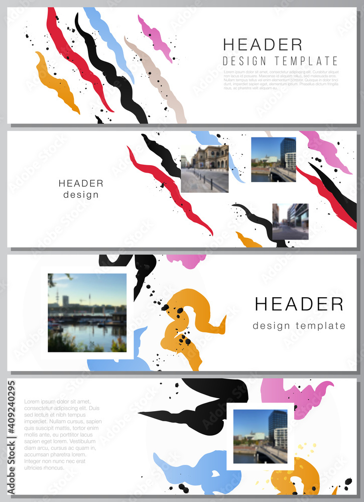 Canvas Prints vector layout of headers, banner design templates for website footer design, horizontal flyer design