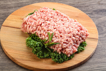 Raw pork minced meat for cooking