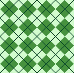 Fototapeta na wymiar Vector seamless pattern of green flat cartoon Plaid check isolated on background. St Patric day texture