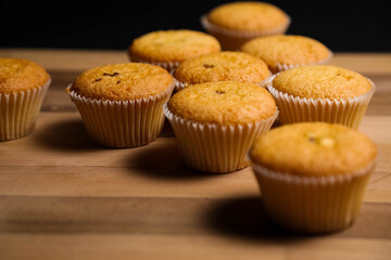 cupcakes on a wooden background. Baking 