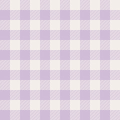 Spring gingham pattern in pastel purple. Seamless light check plaid graphic background vector for tablecloth, dress, gift wrapping, or other modern Easter holiday fashion textile print.