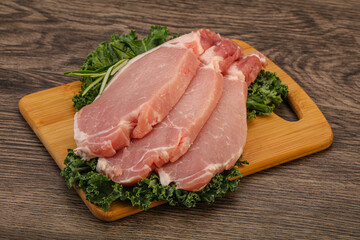 Raw pork steak for cooking