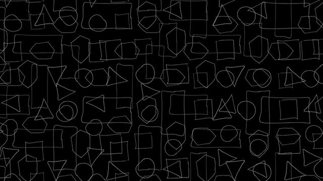 Black background with simple white lines in stop motion