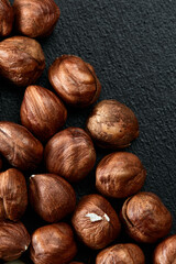 Close up of Hazelnut kernels - Food Frame Background, macro detailed close up.