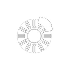 outline disc brake isolated icon on white background, auto service, repair, car detail
