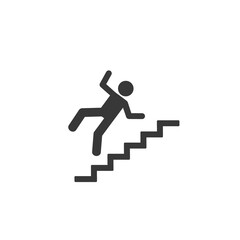 Warning sign - risk of falling of the stairs. Vector icon flat