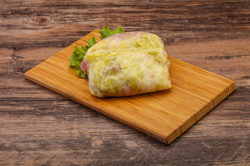 Homemade raw stuffed cabbage with meat