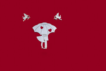 
Greeting love card on red background free space