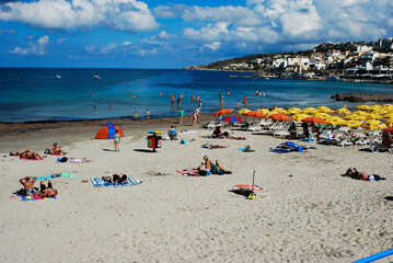 Ghadira beach Mellieha bay is the largest sandy beach in Malta island