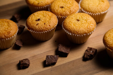 cupcakes on a wooden background. Baking 
