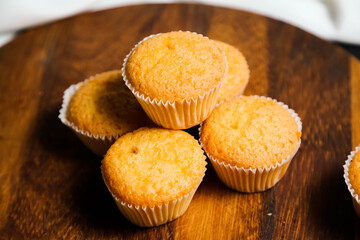 cupcakes on a wooden background. Baking 