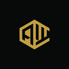 Initial letter AW hexagon logo design vector