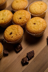 cupcakes on a wooden background. Baking 