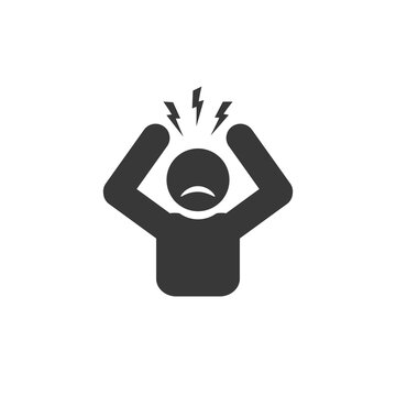 recommend clip art: Headache glyph icon. Silhouette symbol. Anger and irritation. Frustration. Nervous tension. Aggression